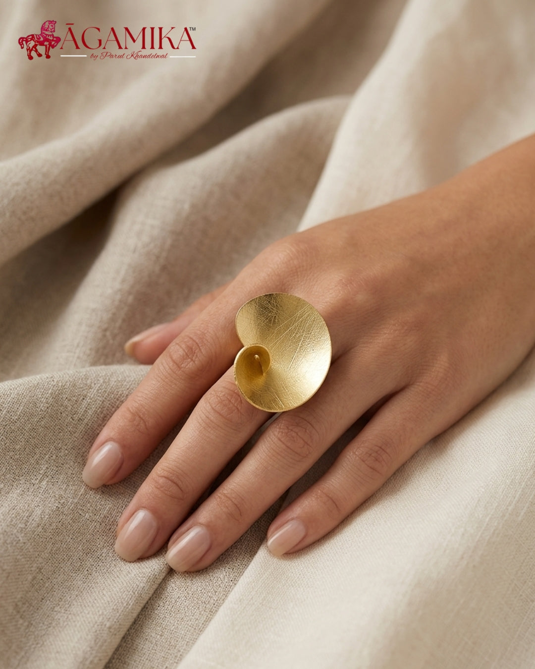 Prabha Ring — Oversized Sculptural Gold Disc