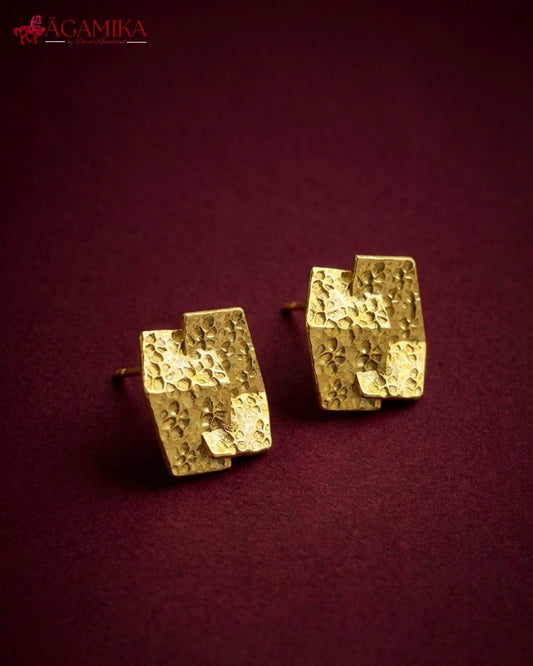 Chaturanga Stud Earrings — Gold-plated Brass