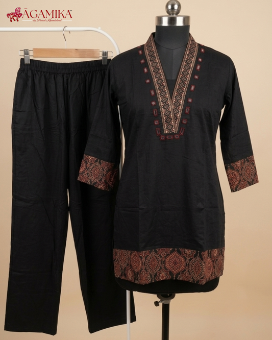 Darpana — Mirror-Work Co-ord Set in Deep Black
