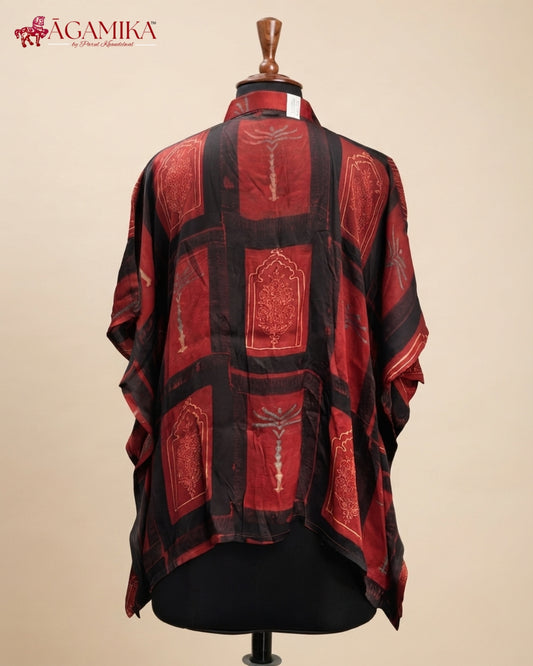 Crimson Arch Hand-Block Print Kaftan Shirt