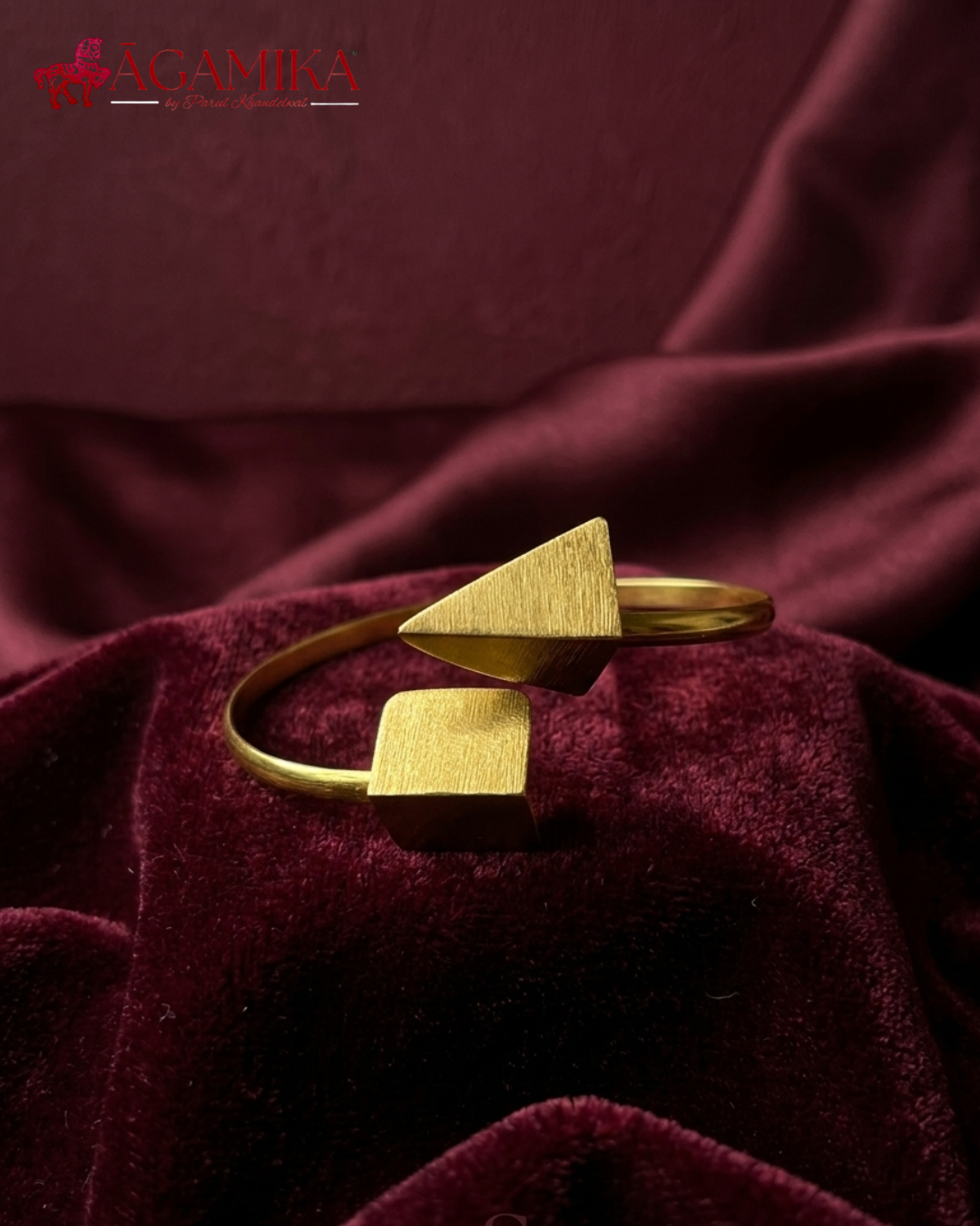 Trikona Kada — Gold-Plated Geometric Cuff