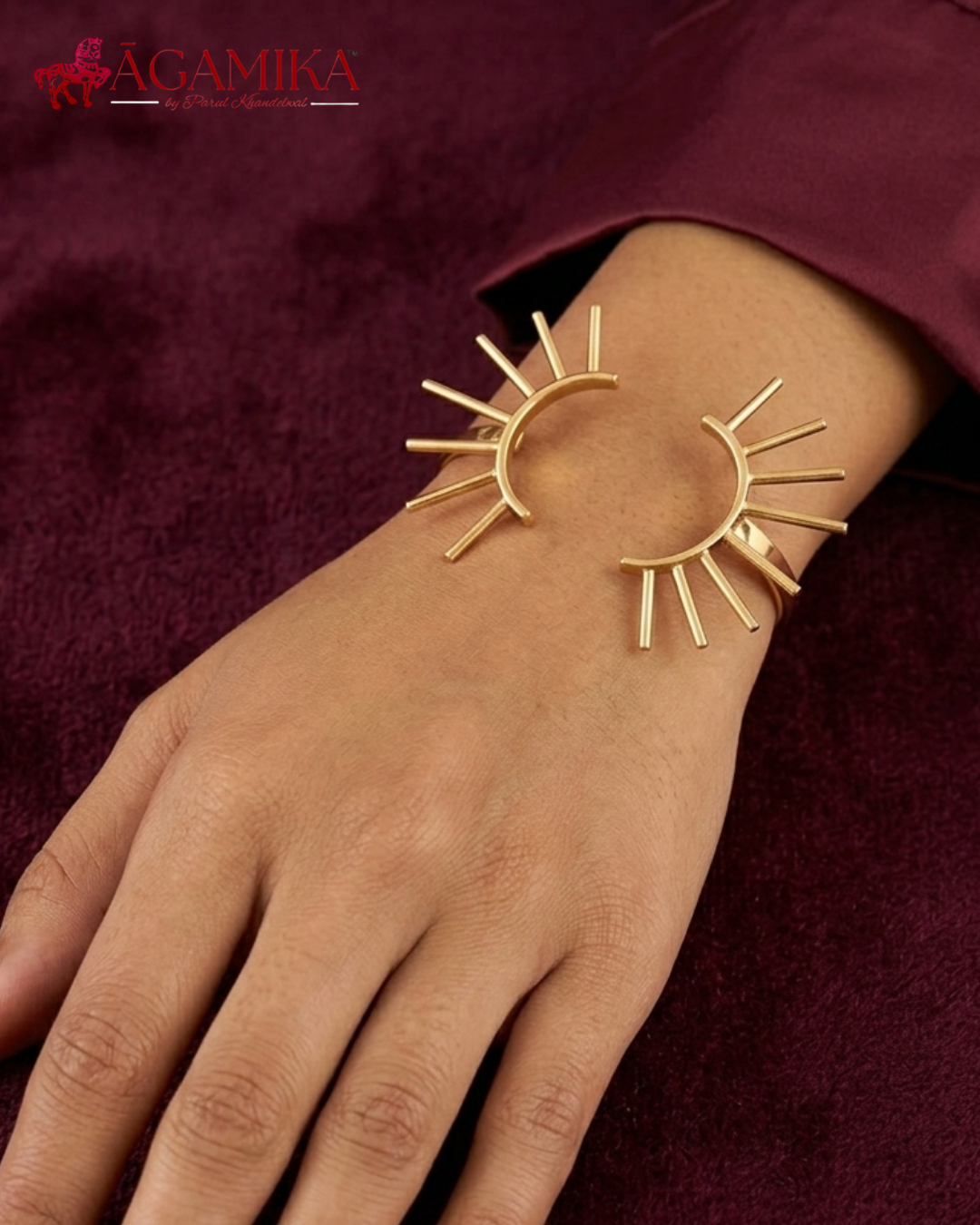 Sūrya Kada — Gold-Plated Sun Cuff
