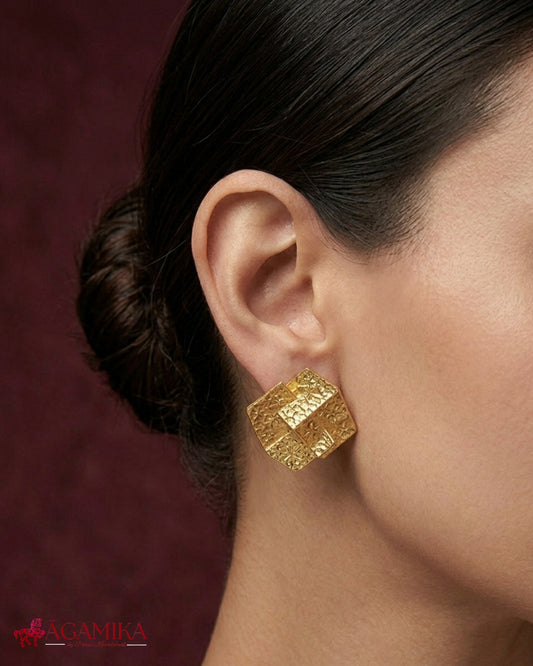 Chaturanga Stud Earrings — Gold-plated Brass