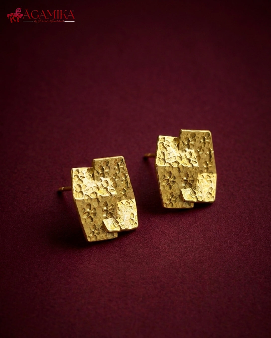 Chaturanga Stud Earrings — Gold-plated Brass