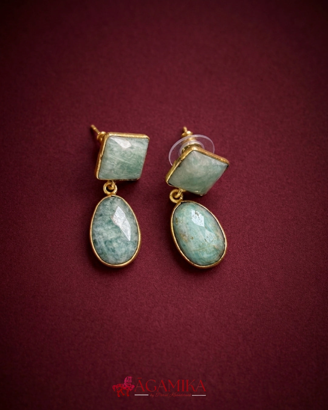 Varuna Drop Earrings — Amazonite & Gold-Plated Brass