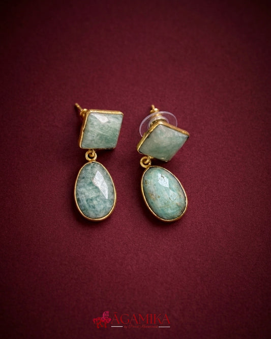 Varuna Drop Earrings — Amazonite & Gold-Plated Brass