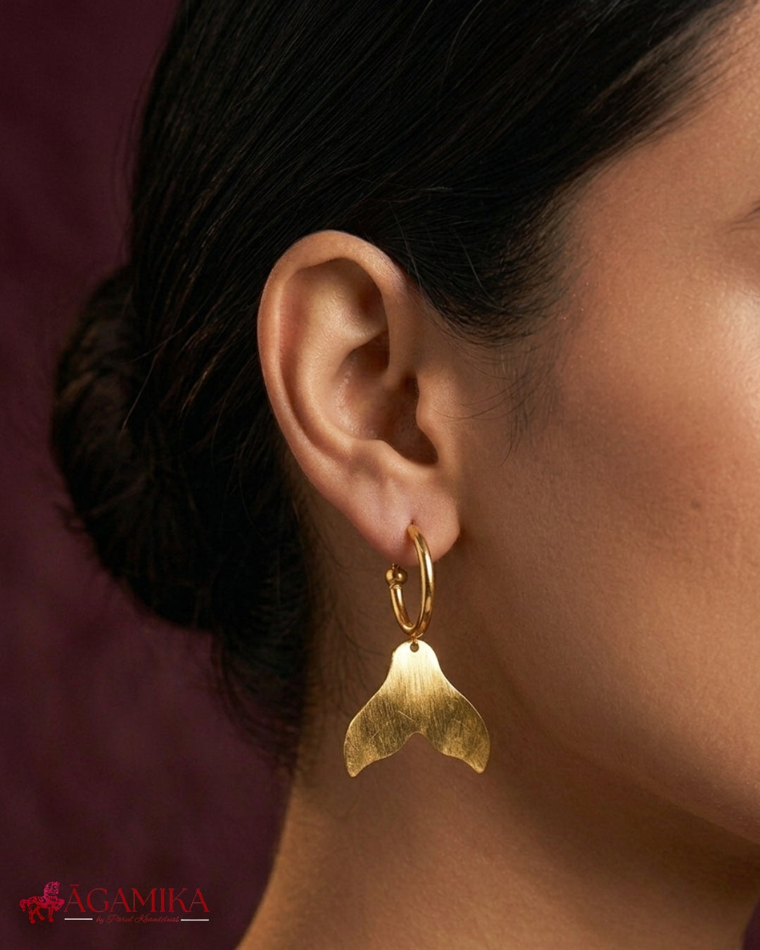 Matsya Hoop Earrings — Brushed Gold Brass