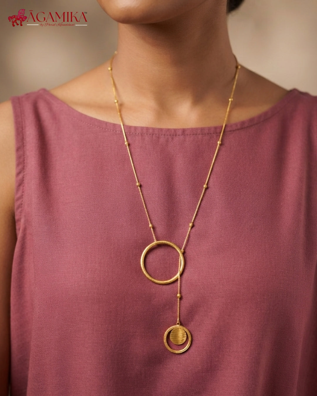 Mandala Lariat Necklace — Gold-Plated Brass