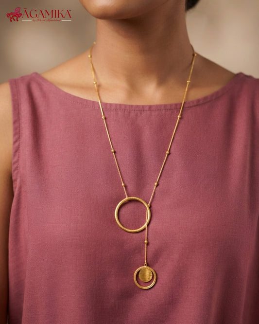 Mandala Lariat Necklace — Gold-Plated Brass