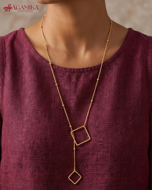 Chaturasra Lariat Necklace — Gold-Plated Brass
