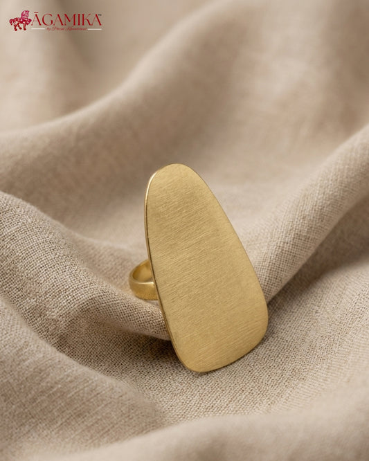Prithvi Slab Ring — Brushed Gold-Plated Brass