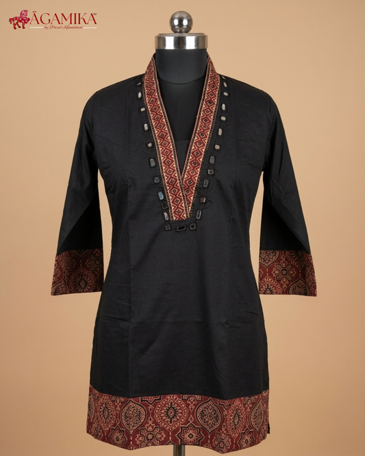 Darpana — Mirror-Work Co-ord Set in Deep Black
