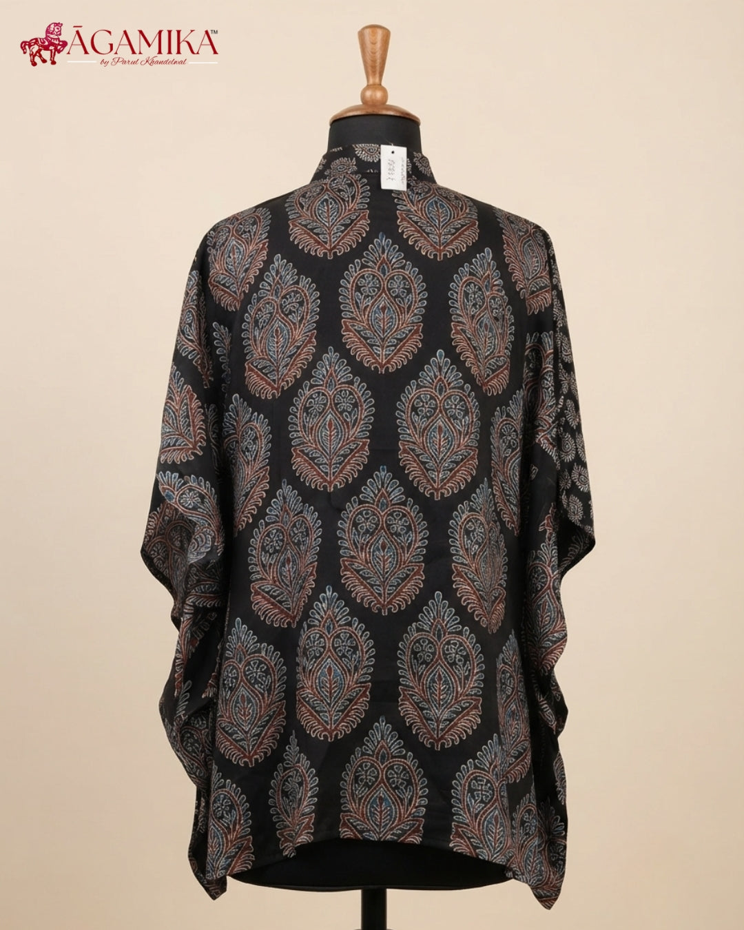 Midnight Bloom Hand-Block Print Kaftan Shirt
