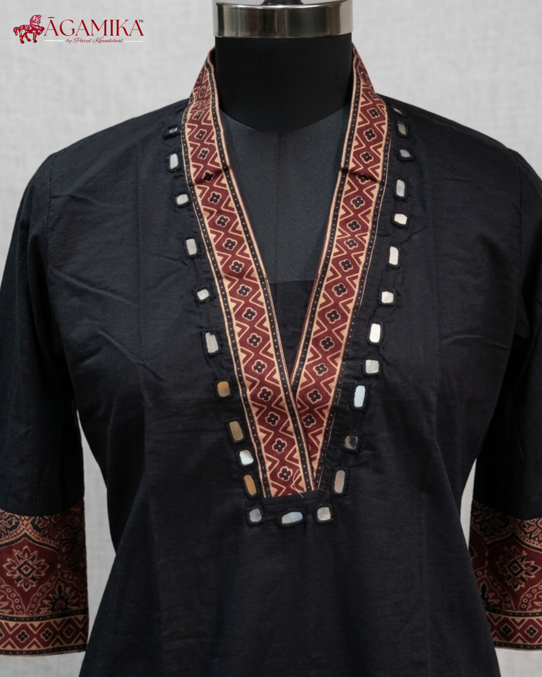 Darpana — Mirror-Work Co-ord Set in Deep Black