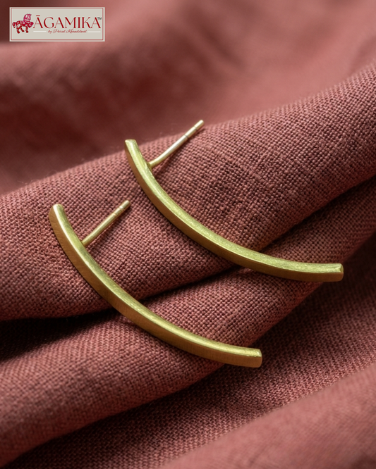 Dhanush Studs — Matte Gold-Plated Brass