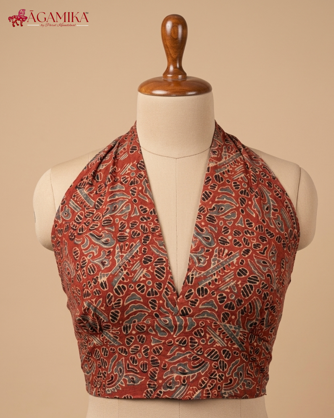 Āgamika Ajrakh Halter Crop Top — Hand Block Printed Cotton
