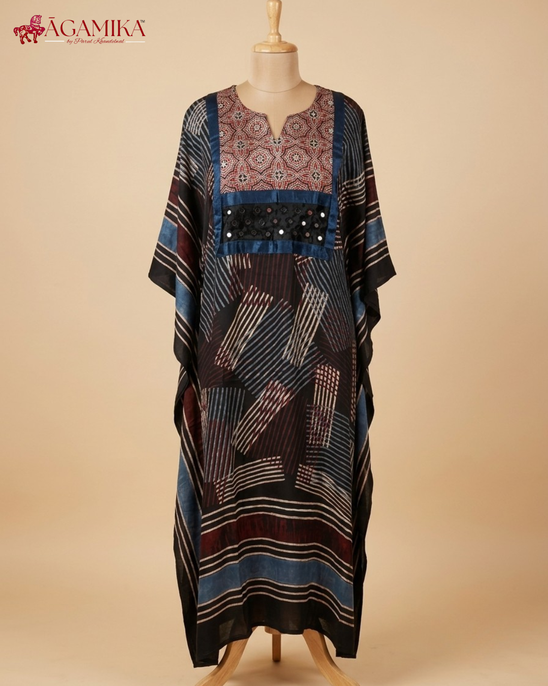 Utsav Ajrakh hand-block printed kaftan