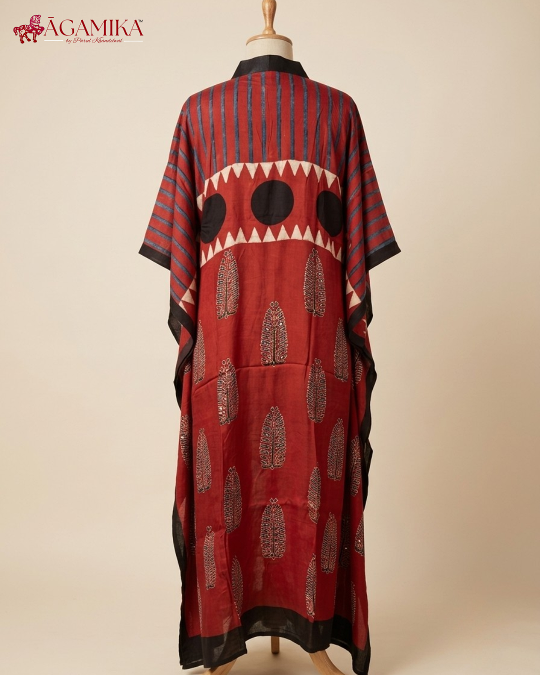 Utsav Hand-block Ajrakh kaftan dress